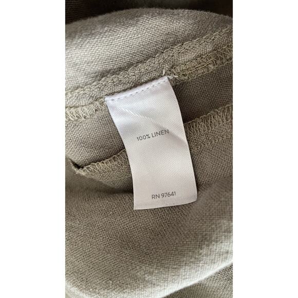 Pure Jill Pull On Linen Pants Women's Medium Olive Green Crop Cuffed Boho Beach - Picture 11 of 12